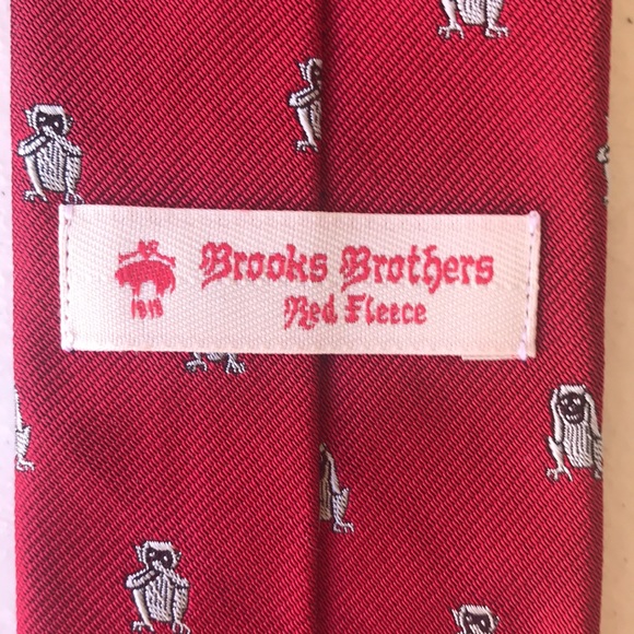 BROOKS BROTHERS | Red Silk Three Wise Monkeys Necktie - Picture 3 of 6